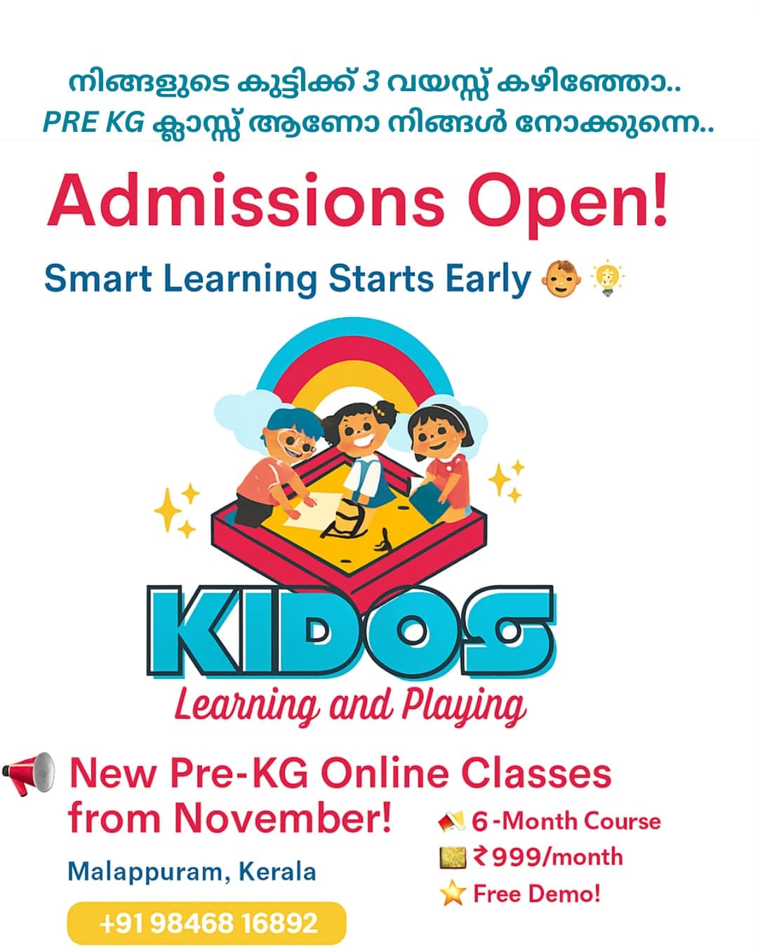 Pre-KG Online Classes - 6 Month Course